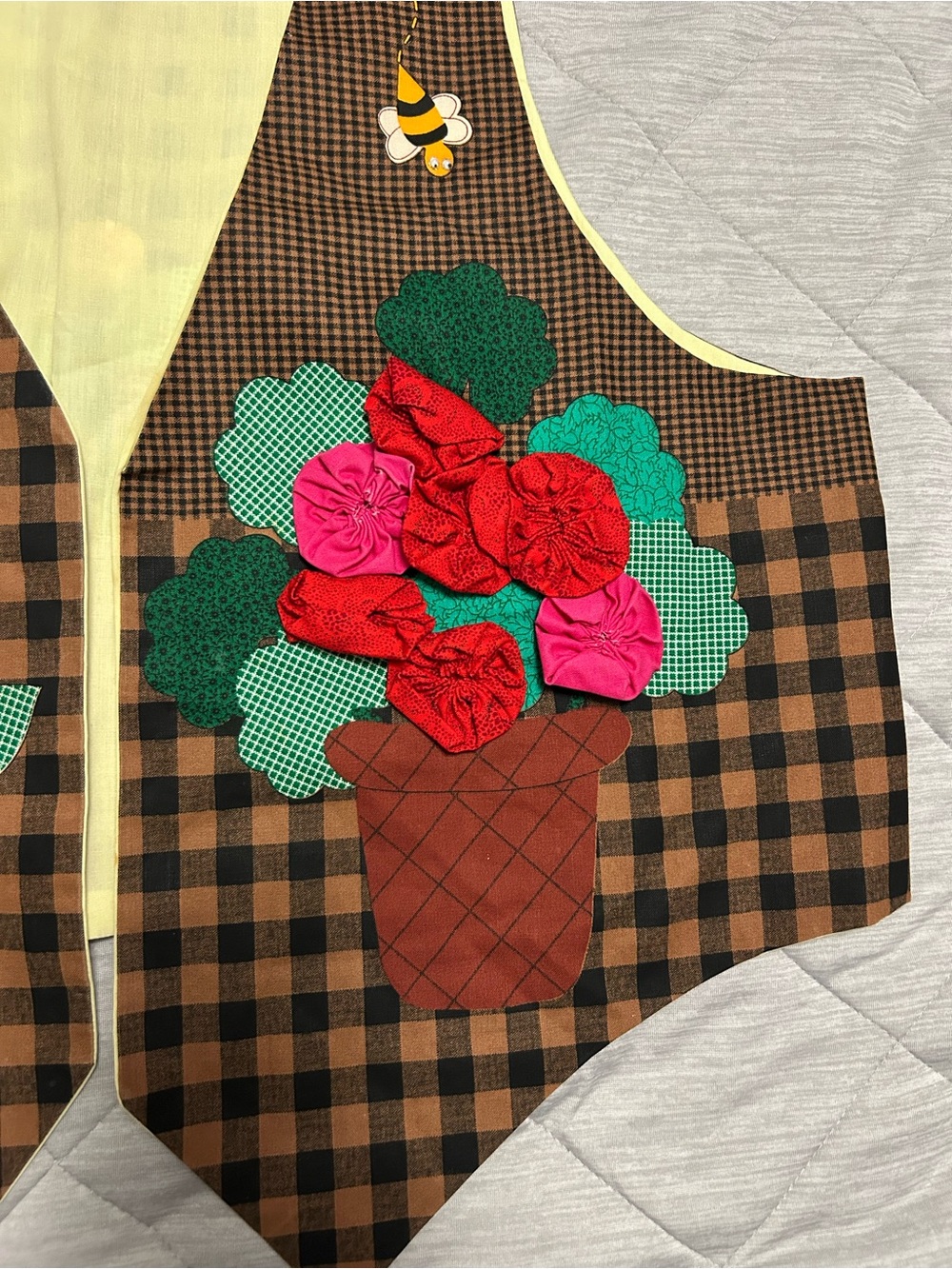 Vintage 90s Women’s XL Handmade Spring Cat Flowers Garden Vest - Picture 4 of 7